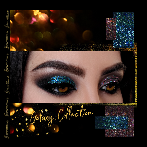 blue and purple glitter eyeshadow on woman's eyes-starfire cosmetics