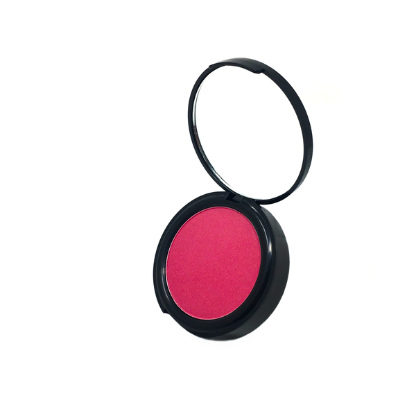 bright pink blush color with mirror in black makeup case-starfire cosmetics