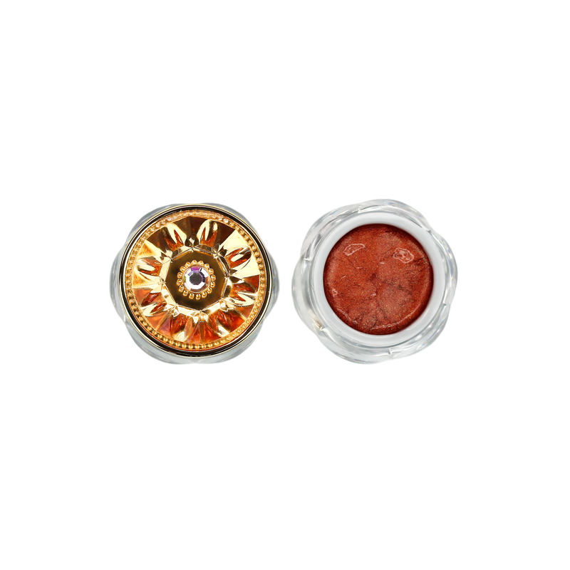 orange color galactic jelly eyeshadow phoenix open next to gold lid-starfire cosmetics