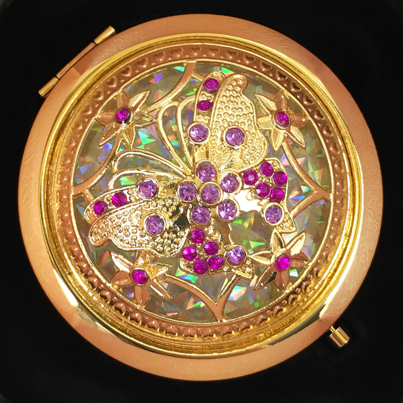 amethyst gold mirror with butterfly purple stones-starfire cosmetics