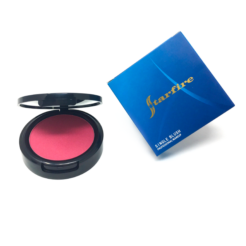 bright pink blush open next to blue packaging-starfire cosmetics