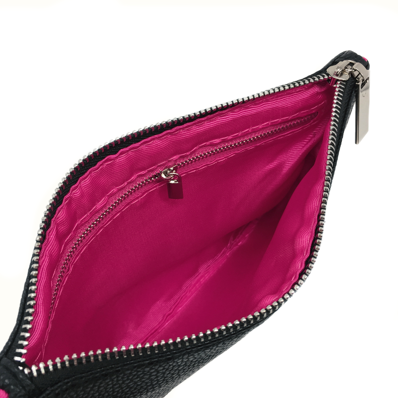 open makeup bag inside color fuchsia-starfire cosmetics