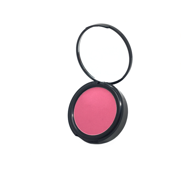 fuschia color blush in black makeup case with mirror-starfire cosmetics