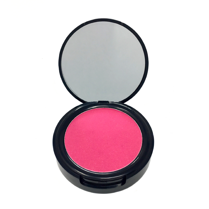 fuschia color blush with mirror in black makeup case-starfire cosmetics