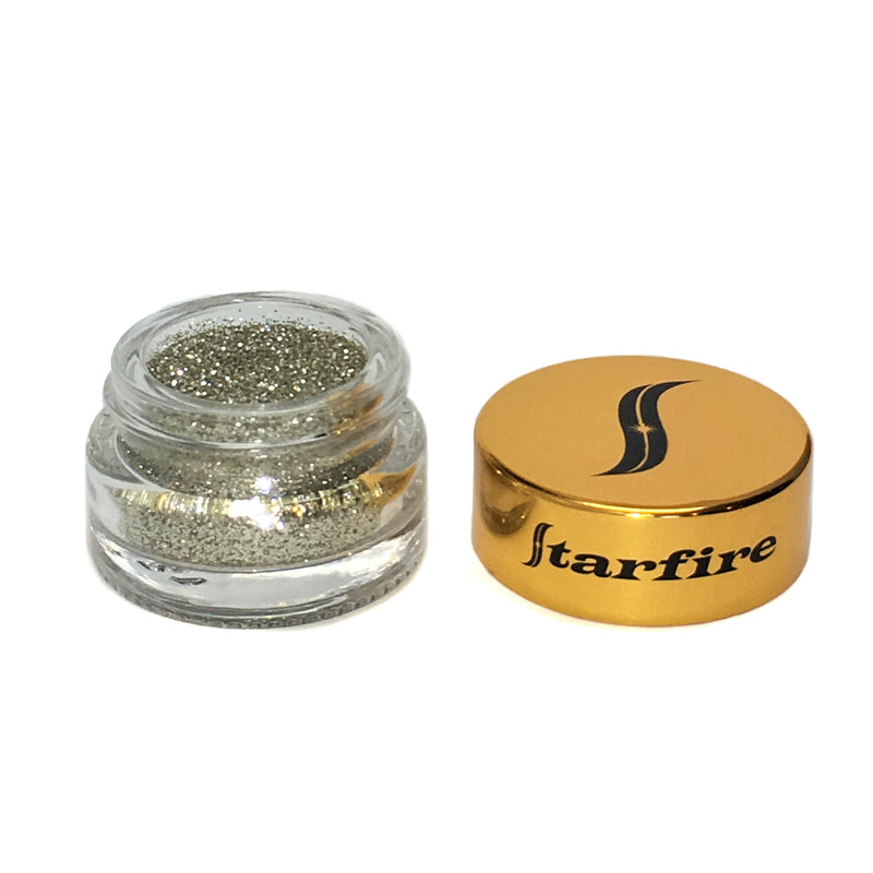 silver glitter inside glass jar-starfire cosmetics