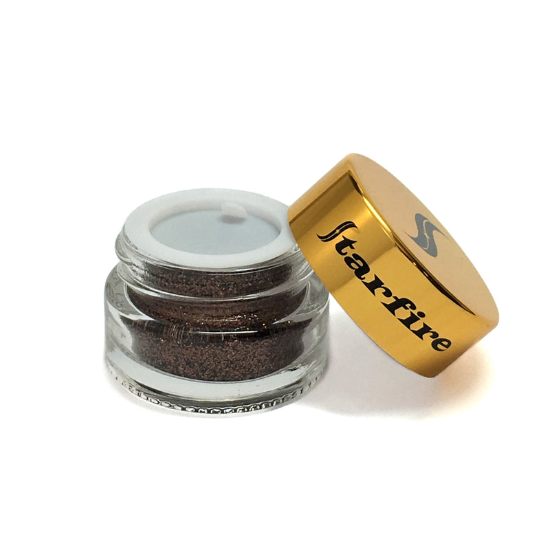brown glitter in glass jar with gold lid-starfire cosmetics