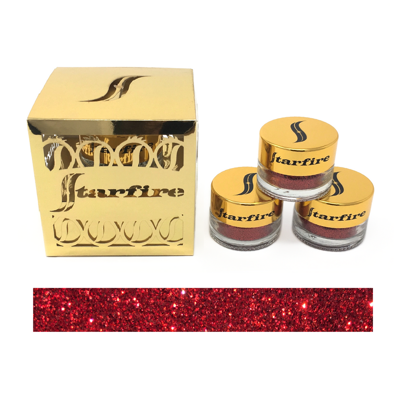 red glitter next to gold box-starfire cosmetics