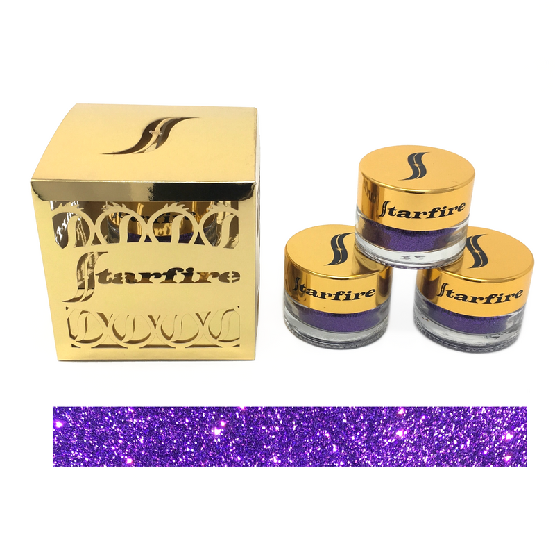purple glitter next to gold box-starfire cosmetics