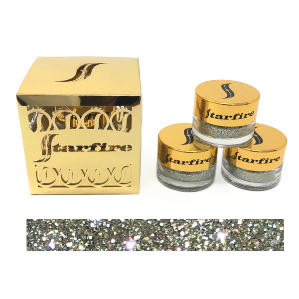 silver glitter next to gold box-starfire cosmetics