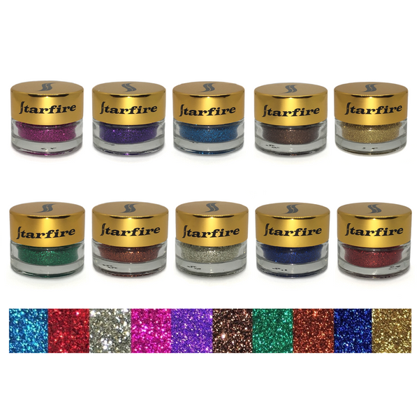 10 color glitter set in gold jar-starfire cosmetics