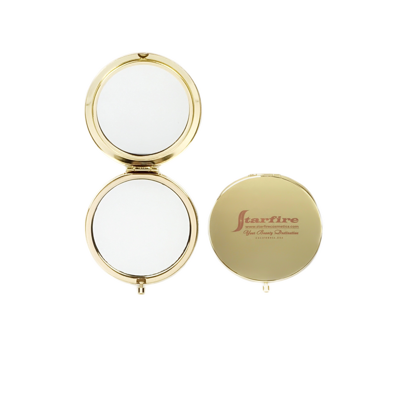 gold makeup mirror opened-starfire cosmetics