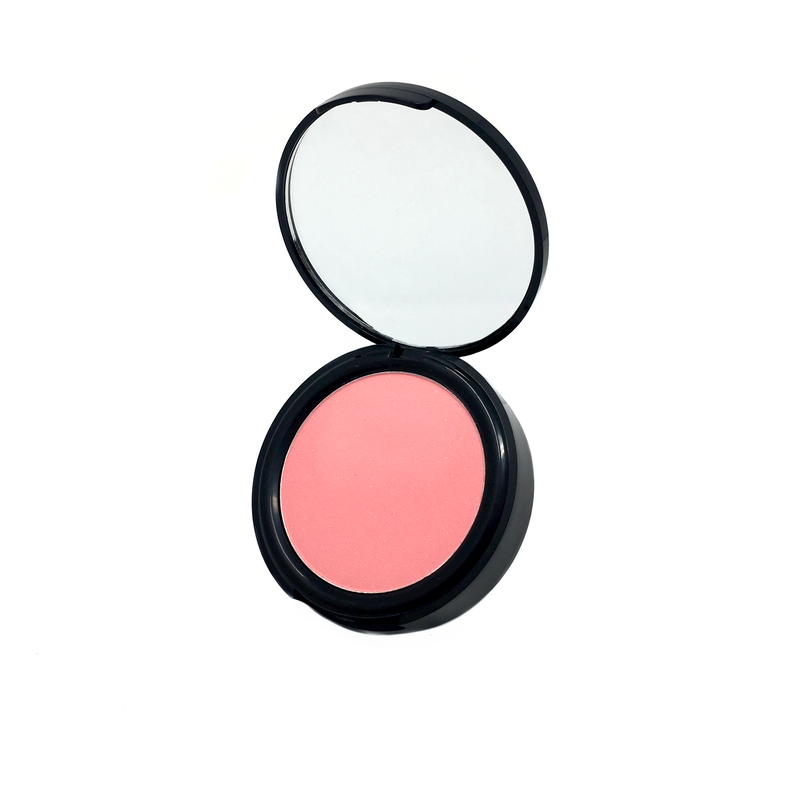 a light pink blush with a mirror in black case-starfire cosmetics