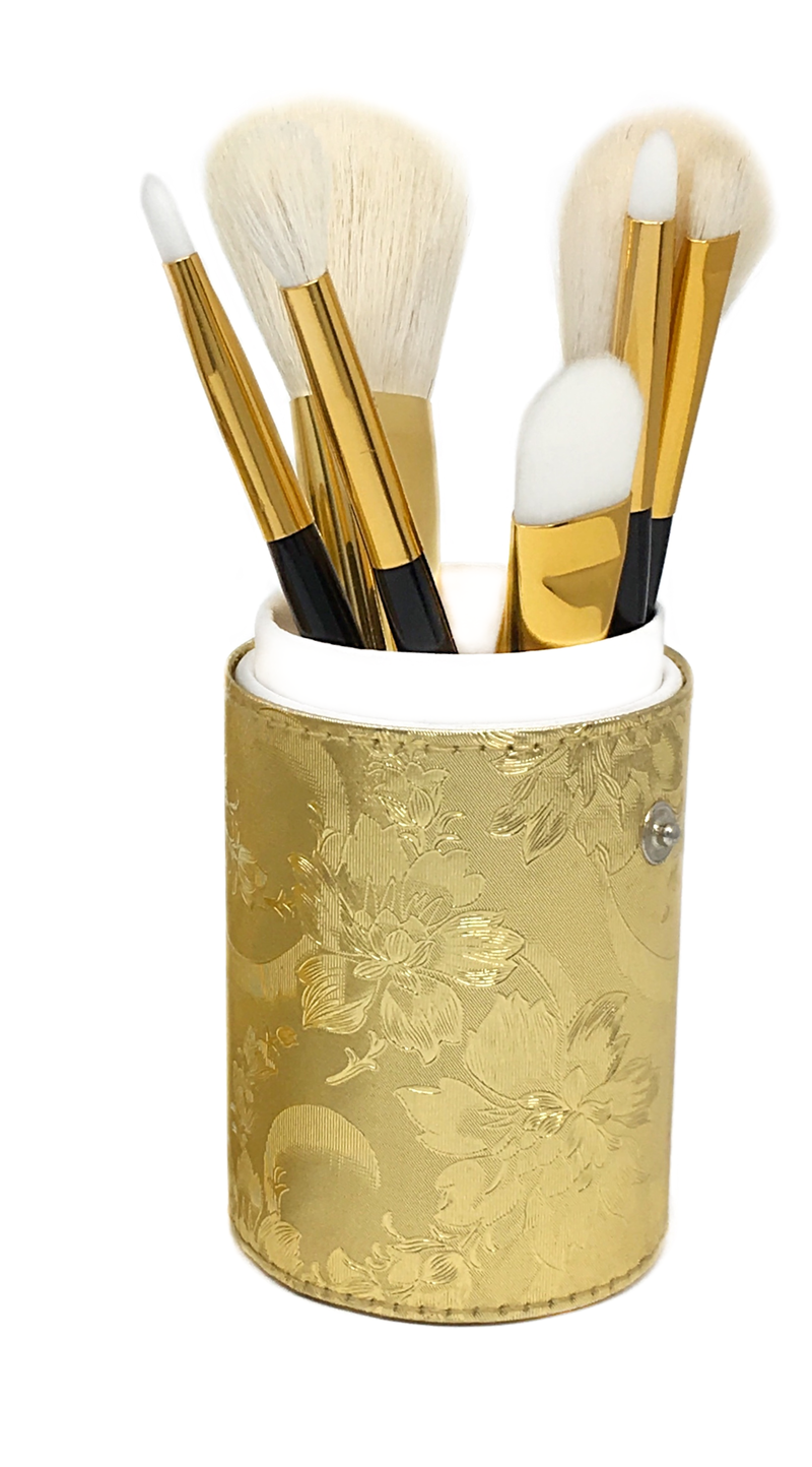 makeup bag gold carrying brushes case-starfire cosmetics