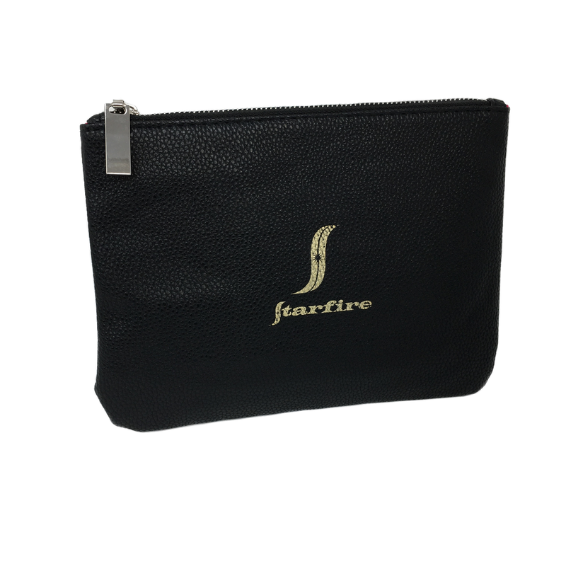 black vegan makeup bag with zipper-starfire cosmetics