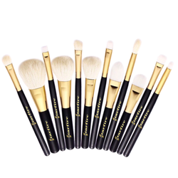 12 piece makeup brush set black and gold handle-starfire cosmetics