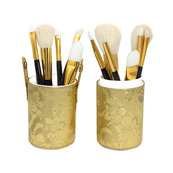makeup brushes gold cylinder brush case-starfire cosmetics