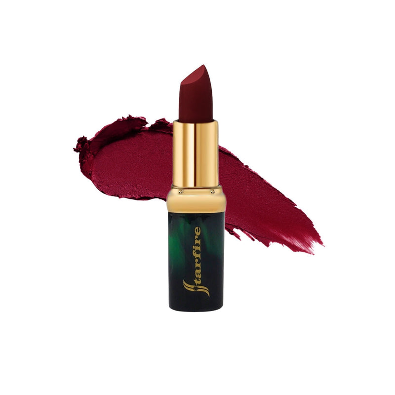 red matte velvet lipstick inside gold tube-stafire cosmetics