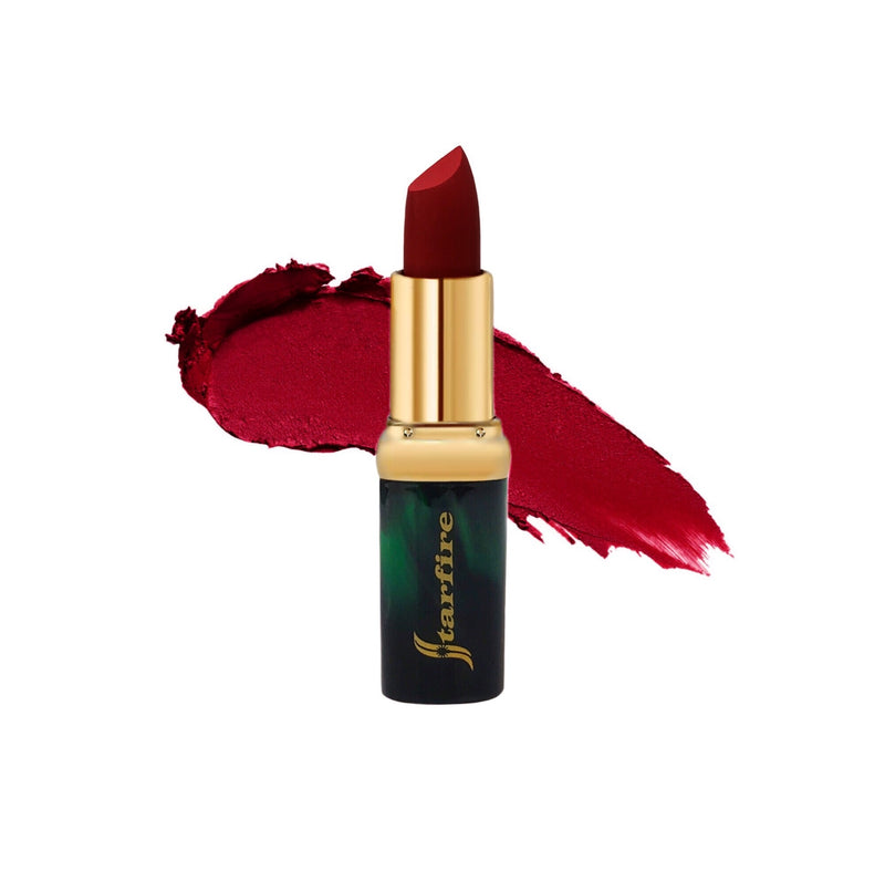 red matte velvet lipstick inside gold tube-stafire cosmetics