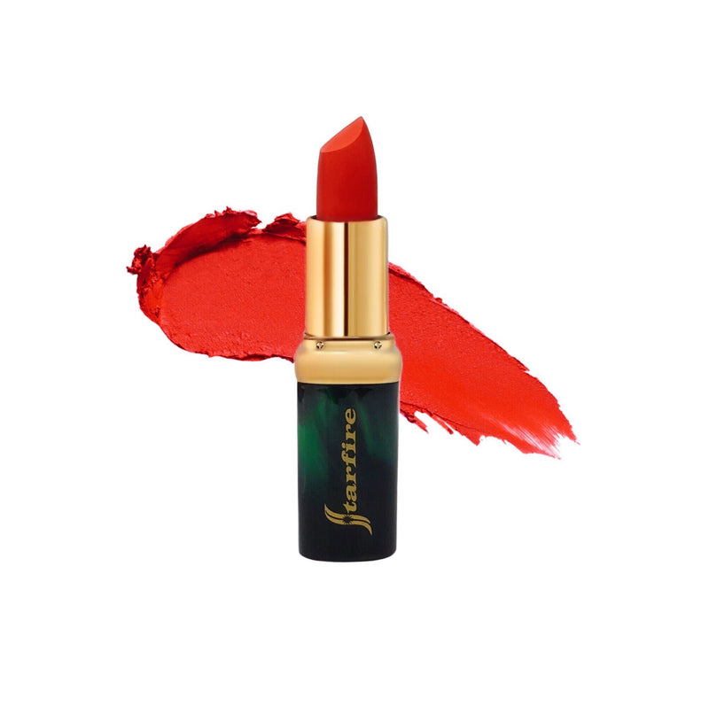 orange color matte velvet lipstick in gold tube-starfire cosmetics