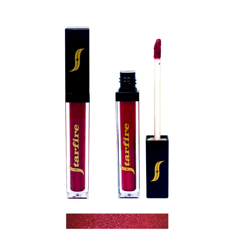 red matte liquid lipsticks next to each other with black cap-starfire cosmetics