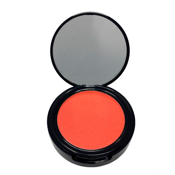 orange color blush with mirror in a black makeup case-starfire cosmetics