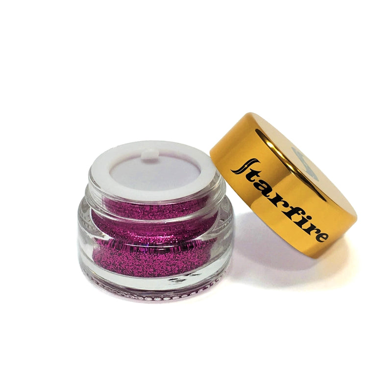 pink glitter inside jar with gold lid-starfire cosmetics