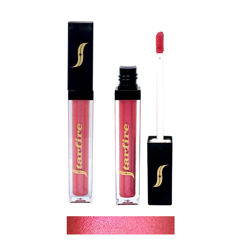 pink metallic matte liquid lipstick in black tube-starfire cosmetics